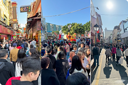 氹仔旧城区狭窄街道上的人群